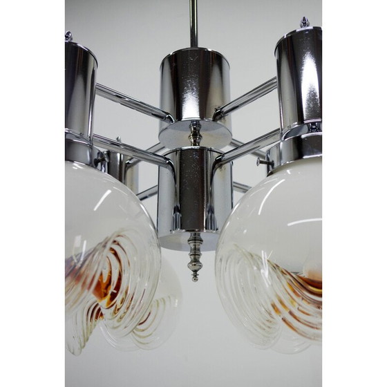 Image 1 of Lampadario vintage in vetro di Murano e cromo, Italia 1970