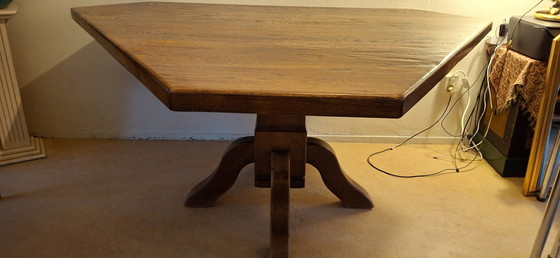 Image 1 of 6-Sided Oak Table