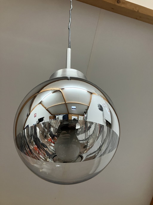 Doria Leuchten Vintage Space Age Pendant Lamp Glass And Aluminum