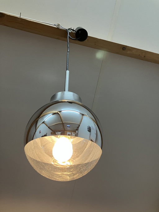 Doria Leuchten Vintage Space Age Pendant Lamp Glass And Aluminum