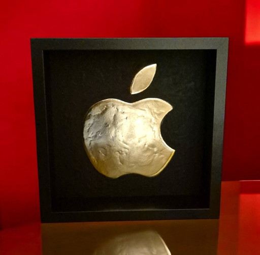 Apple Logo 23Ct Gold Gilded Artwork Framed