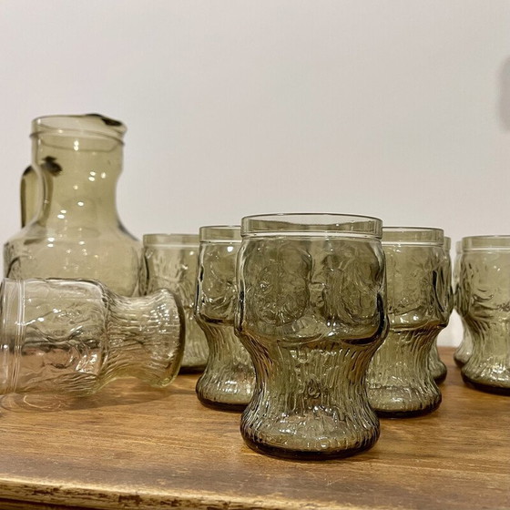 Image 1 of Vintage smoked glass orangeade set for Fidenza Vetraria, Italy 1970