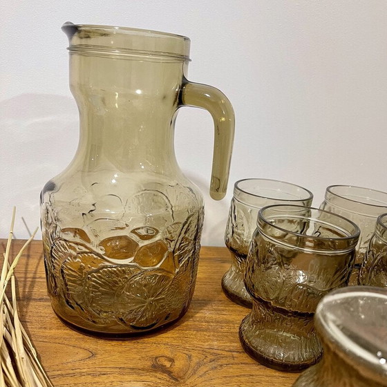 Image 1 of Vintage smoked glass orangeade set for Fidenza Vetraria, Italy 1970