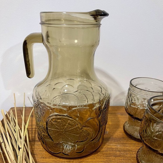 Image 1 of Vintage smoked glass orangeade set for Fidenza Vetraria, Italy 1970
