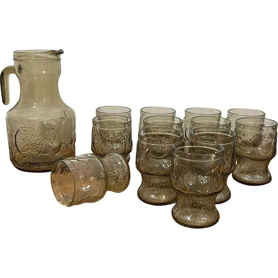 Image 1 of Vintage smoked glass orangeade set for Fidenza Vetraria, Italy 1970