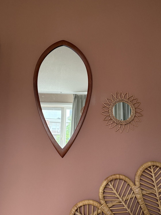 Image 1 of Teak Mirror Midcentury Drop Shape