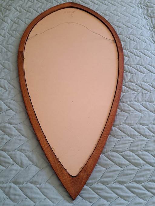 Teak Mirror Midcentury Drop Shape