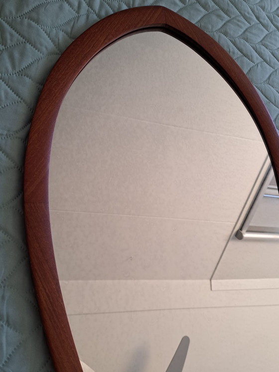 Image 1 of Teak Mirror Midcentury Drop Shape