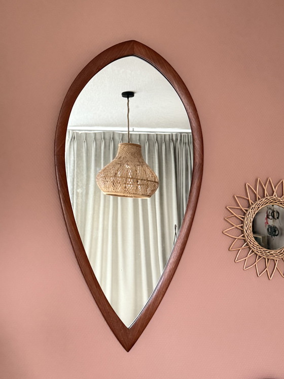 Image 1 of Teak Mirror Midcentury Drop Shape