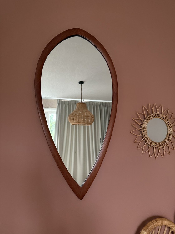 Image 1 of Teak Mirror Midcentury Drop Shape