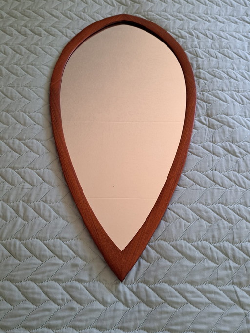 Teak Mirror Midcentury Drop Shape