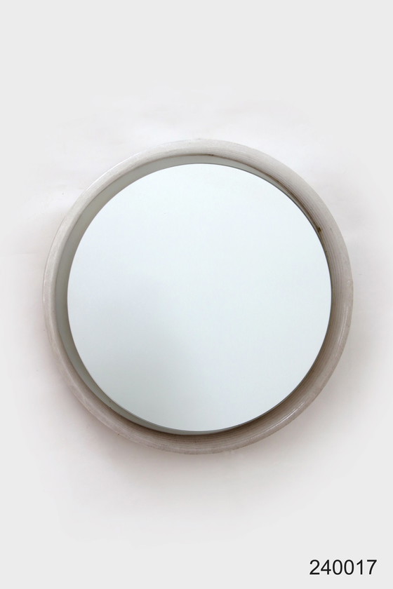 Image 1 of Specchio da bagno rotondo vintage in plexiglass Hillebrand con illuminazione interna.