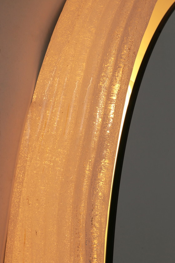 Image 1 of Specchio da bagno rotondo vintage in plexiglass Hillebrand con illuminazione interna.