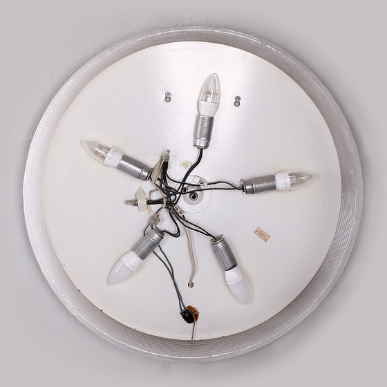 Image 1 of Specchio da bagno rotondo vintage in plexiglass Hillebrand con illuminazione interna.