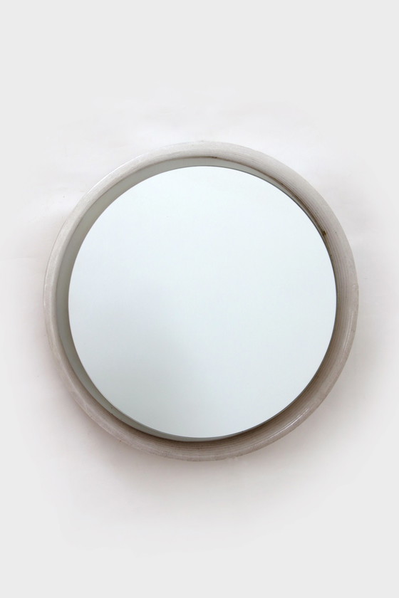 Image 1 of Specchio da bagno rotondo vintage in plexiglass Hillebrand con illuminazione interna.