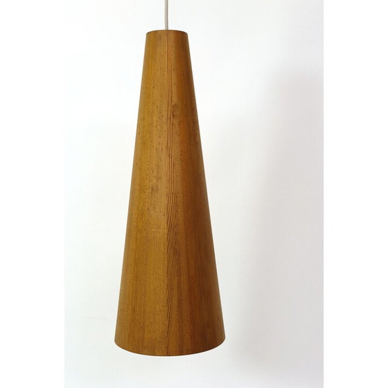 Image 1 of Conical pine pendant lamp by Jorgen Wolf, 1960
