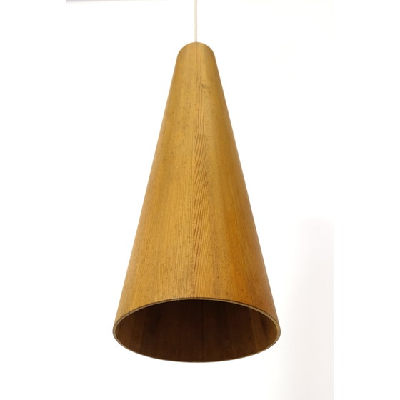 Image 1 of Conical pine pendant lamp by Jorgen Wolf, 1960