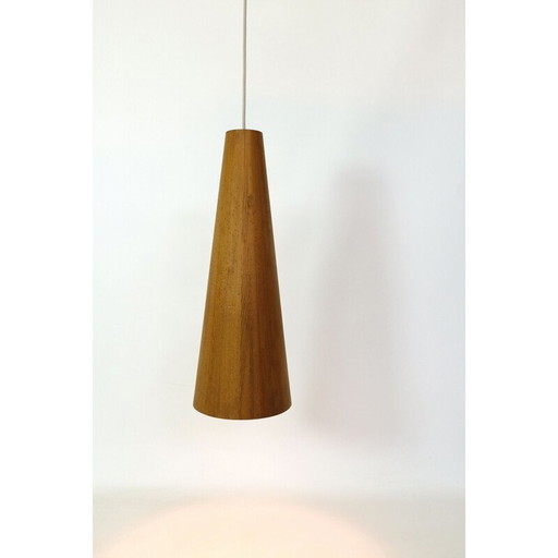 Conical pine pendant lamp by Jorgen Wolf, 1960