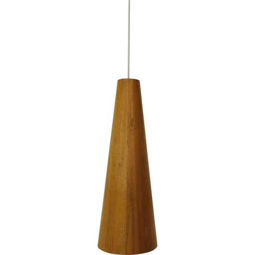 Conical pine pendant lamp by Jorgen Wolf, 1960
