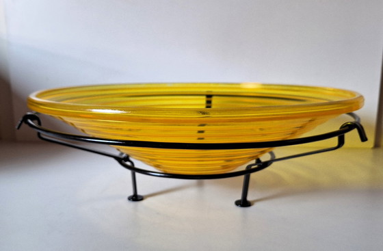 Image 1 of Set 3X, Glass (Fruit) Bowls(2X) On Metal Base(1X), Large, Xxl.