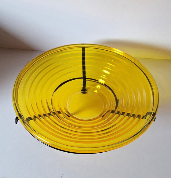 Image 1 of Set 3X, Glass (Fruit) Bowls(2X) On Metal Base(1X), Large, Xxl.