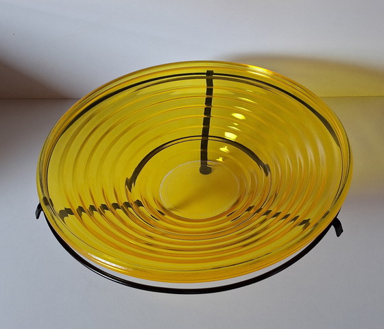 Image 1 of Set 3X, Glass (Fruit) Bowls(2X) On Metal Base(1X), Large, Xxl.