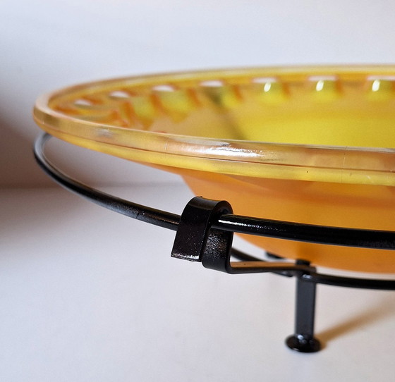 Image 1 of Set 3X, Glass (Fruit) Bowls(2X) On Metal Base(1X), Large, Xxl.