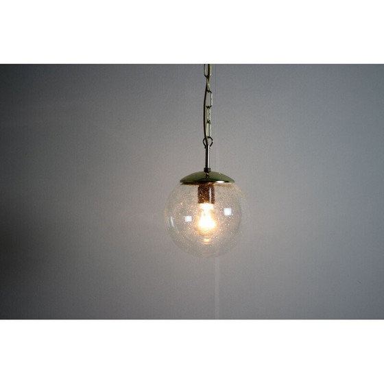 Image 1 of Lampada a sospensione vintage in ottone e vetro di Kamenický Šenov, Cecoslovacchia 1970