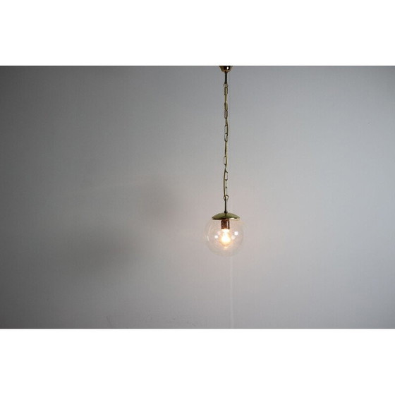 Image 1 of Lampada a sospensione vintage in ottone e vetro di Kamenický Šenov, Cecoslovacchia 1970