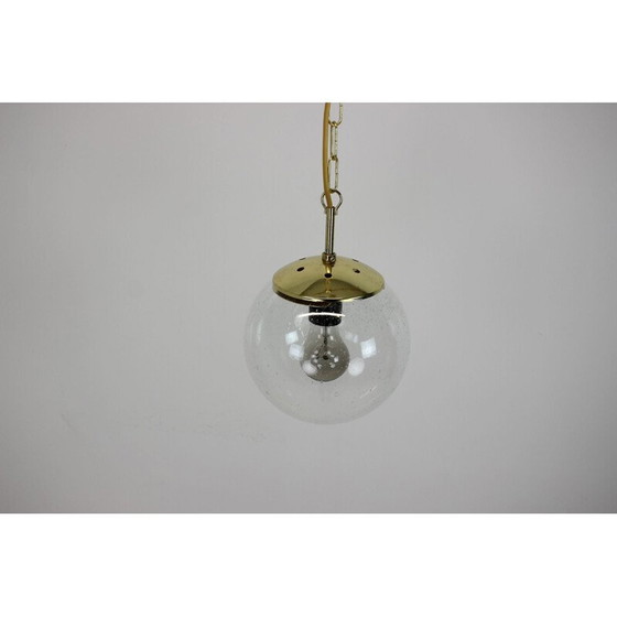 Image 1 of Lampada a sospensione vintage in ottone e vetro di Kamenický Šenov, Cecoslovacchia 1970