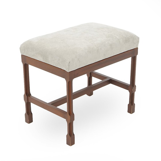 Image 1 of Stool In Wood And Velvet By George Coslin For 3V, 1970S