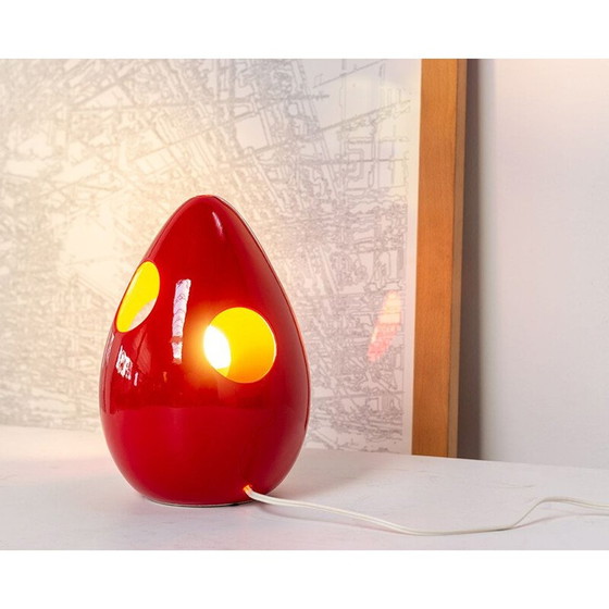Image 1 of Vintage red ceramic table lamp by Pino Spagnolo, Italy 1970