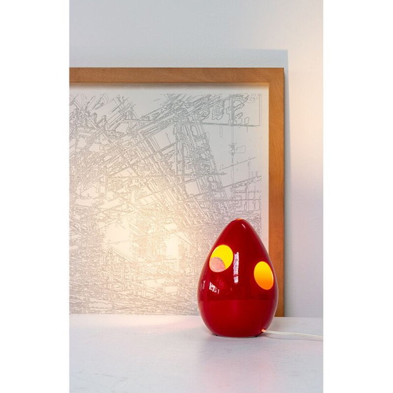 Image 1 of Vintage red ceramic table lamp by Pino Spagnolo, Italy 1970