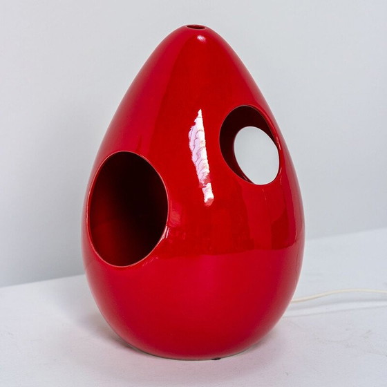 Image 1 of Vintage red ceramic table lamp by Pino Spagnolo, Italy 1970