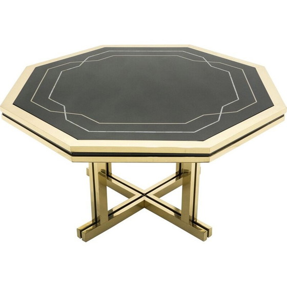 Image 1 of Large vintage black lacquered brass table, Maison Jansen 1970