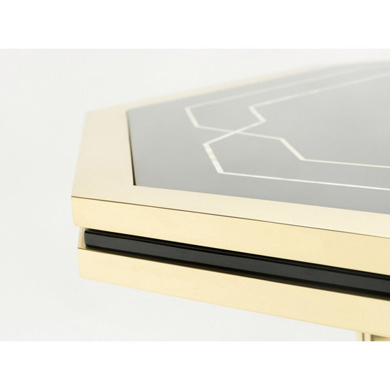 Image 1 of Large vintage black lacquered brass table, Maison Jansen 1970