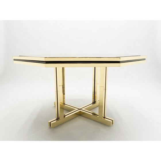 Image 1 of Large vintage black lacquered brass table, Maison Jansen 1970