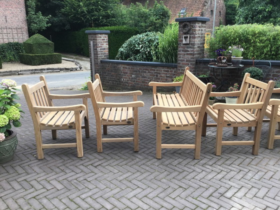 Image 1 of 2x Teak&Garden chaises de jardin + banc de jardin Windsor teak