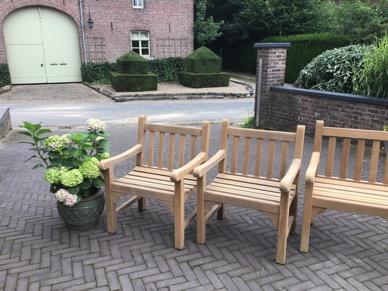 Image 1 of 2x Teak&Garden chaises de jardin + banc de jardin Windsor teak