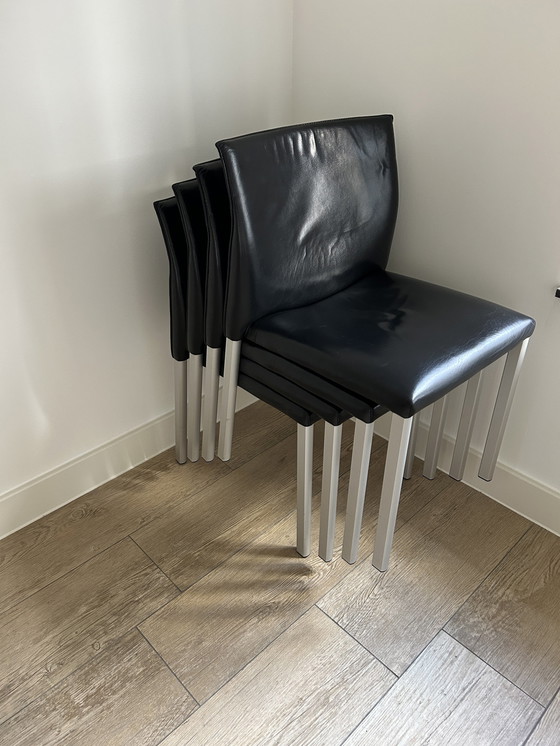 Image 1 of 4X Leolux Myto Dining Chairs Black Leather.