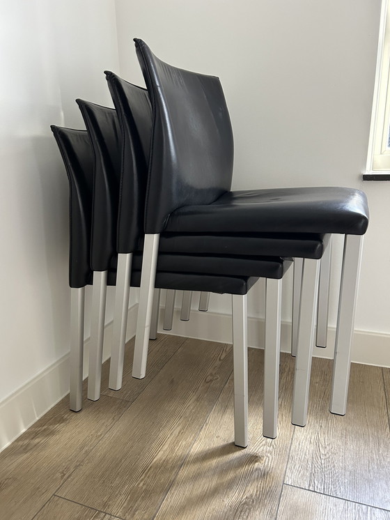 Image 1 of 4X Leolux Myto Dining Chairs Black Leather.