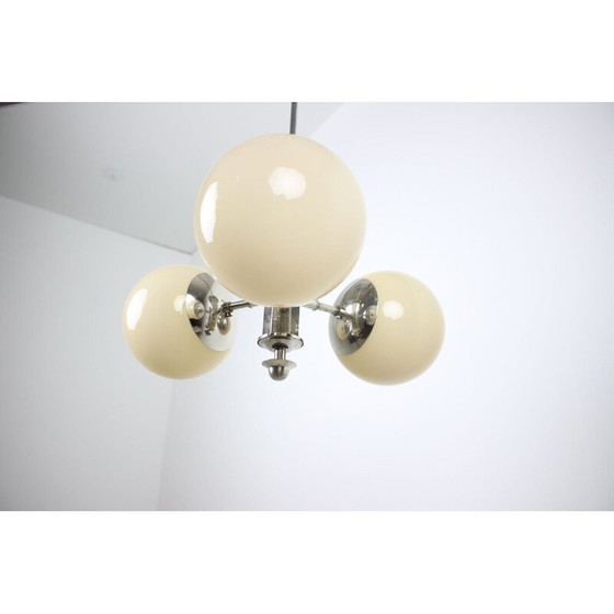 Image 1 of Vintage Art Deco metal and glass chandelier, Czechoslovakia 1930