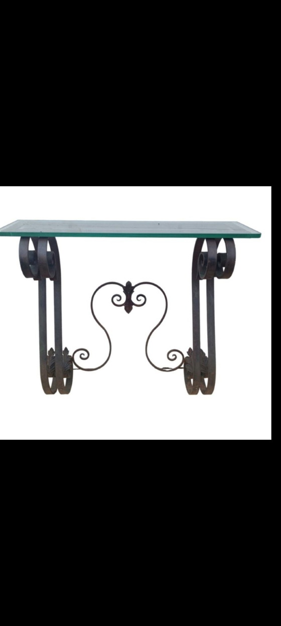 Image 1 of Wrought Iron Wrap Around Console