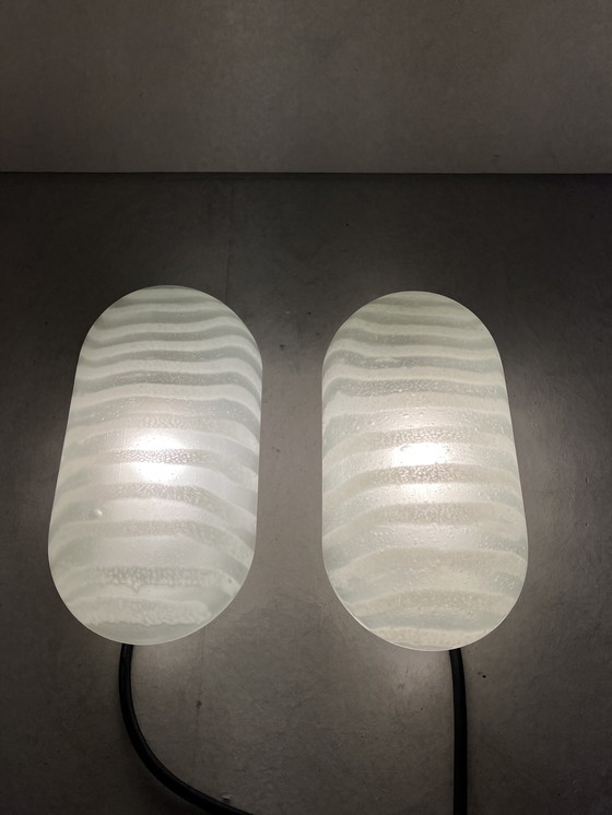 Image 1 of Peil & Putzler lampes murales vintage à rayures "zébrées" ensemble de 2