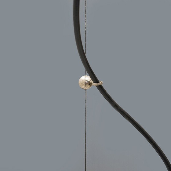 Image 1 of Lampadario vintage in ottone nichelato e vetro stampato, Italia 1960