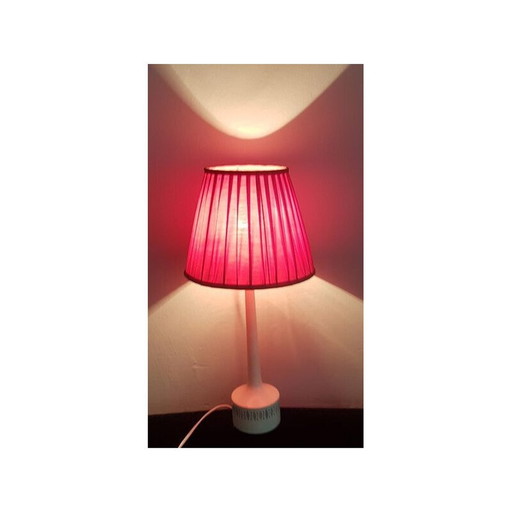 Coppia di lampade da tavolo vintage in legno dipinto con motivo geometrico di Hans Agne Jakobsson