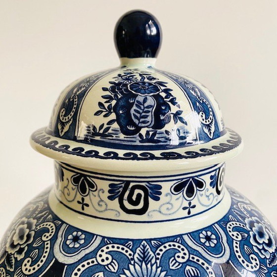 Image 1 of Delft blue Lid Vase Boch mid - Century