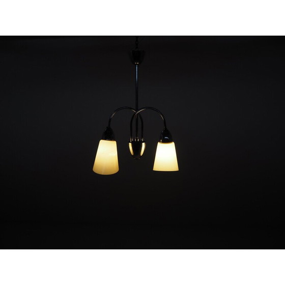 Image 1 of Lampadario vintage in cromo e vetro di Elektroinstala Děčín, Cecoslovacchia 1970