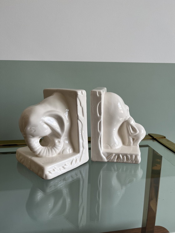 Image 1 of Serre-livres vintage éléphant blanc