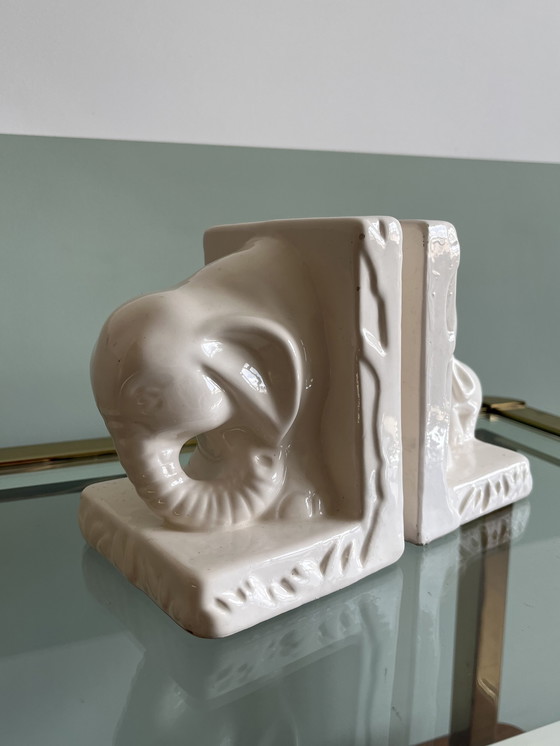 Image 1 of Serre-livres vintage éléphant blanc